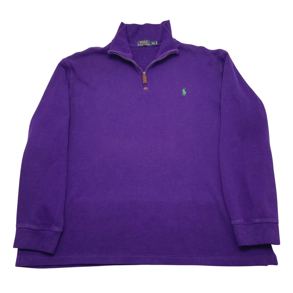 Polo Ralph Lauren Mens Quarter‎ Zip Pullover Sweatshirt XXL Purple with Pony